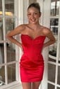 Corset Strapless Satin Appliques Bodycon Homecoming Dresses