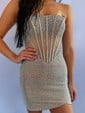 Sparkly Corset Strapless Beaded Bodycon Homecoming Dresses