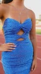 Cut Out Strapless Satin Beaded Bodycon Homecoming Dresses