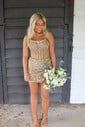 Glitter Strapless Bodycon Sequin Beaded Homecoming Dresses