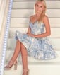 Corset Sky Blue Satin Skater Ruffle Homecoming Dresses