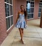 Corset Sky Blue Satin Skater Ruffle Homecoming Dresses