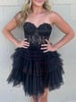 Corset Skater Glitter Tulle Tiered Homecoming Dresses