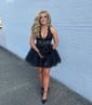 Halter Tulle Skater Homecoming Dresses With Appliques Lace