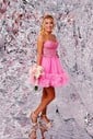 Strapless Tulle Corset Ruffle Homecoming Dresses with Appliques