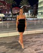 Trendy Strapless Velvet Bodycon Beaded Homecoming Dresses