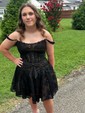Cute A-line Scoop Neck Lace Appliques Corset Homecoming Dresses