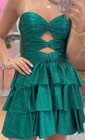 Sparkly A-line Strapless Tiered Beaded Homecoming Dresses