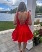 Simple Scoop Neck Satin Skater Homecoming Dresses