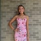 Corset Satin Bodycon Floral Print Homecoming Dresses