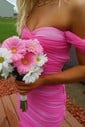 Cute Off-the-shoulder Ruched Bodycon Homecoming Dresses
