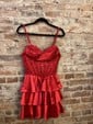 Strapless Corset Satin Tiered Ruffle Homecoming Dresses with Appliques
