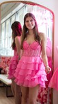 A-line Strapless Tiered Ruffle Homecoming Dresses with Appliques