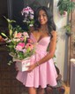 A-line V-neck Satin Ruched Homecoming Dresses