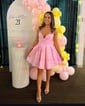 A-line V-neck Satin Ruched Homecoming Dresses