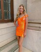 Sparkly Bodycon Sequin Cut Out Homecoming Dresses