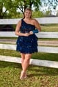 One Shoulder Corset Sequin Tiered Ruffle Homecoming Dresses