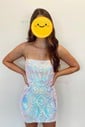 Glitter Square Neck Backless Bodycon Sequin Homecoming Dresse