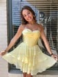 Sweet A-line Strapless Corset Tiered Ruffle Homecoming Dresses
