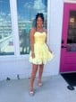 Sweet A-line Strapless Corset Tiered Ruffle Homecoming Dresses
