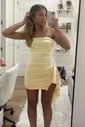 Simple Straight Tight Ruched Homecoming Dresses