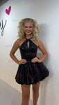Cut Out Halter Ball Gown Metallic Homecoming Dresses