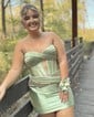Cut Out Strapless Bodycon Satin Ruched Corset Homecoming Dresses
