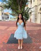 Glitter Skater V-neck Tiered Homecoming Dresses