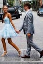 Glitter Skater V-neck Tiered Homecoming Dresses