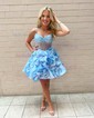 Corset Skater V-neck Satin Homecoming Dresses