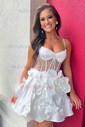 Corset Skater V-neck Satin Homecoming Dresses