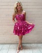 A-line Sweetheart Metallic Tiered Homecoming Dresses