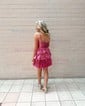 A-line Sweetheart Metallic Tiered Homecoming Dresses