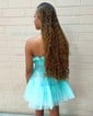 Petite A-line Strapless Tulle Ruched Homecoming Dresses