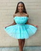 Petite A-line Strapless Tulle Ruched Homecoming Dresses