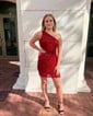 Orange One-Shoulder Sequin Cutout Homecoming Dresses