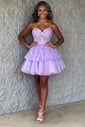 Corset Skater Glitter Tulle Tiered Homecoming Dresses