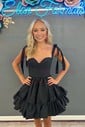 Unique Skater Taffeta Sweetheart Ruffle Homecoming Dresses