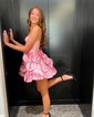 Corset Skater V-neck Satin Homecoming Dresses