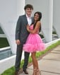 Strapless Tulle Corset Ruffle Homecoming Dresses with Appliques