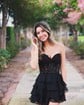 A-line Strapless Tiered Ruffle Homecoming Dresses with Appliques