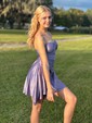 Fitted Satin Sweetheart Ruched Homecoming Dresses