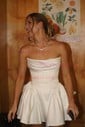 Strapless Ruched Satin Homecoming Dresses With Bow