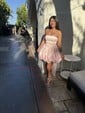 Strapless Satin Puffball Homecoming Dresses With Bow