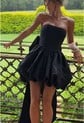 Strapless Satin Puffball Homecoming Dresses With Bow