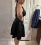 Puffy Backless Satin Homecoming Dresses