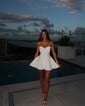 Cute Strapless Ruched Short Homecoming Dresses With Bow