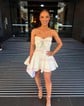 Cute Strapless Ruched Short Homecoming Dresses With Bow