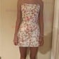 Floral Tight Strapless Satin Ruched Homecoming Dresses