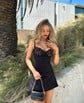 Casual A-line V-neck Satin Homecoming Dresses